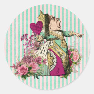 Coloriserad Vintage Wonderland Queen Runt Klistermärke