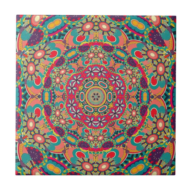 Colornate Kaleidoscope Mandala Mönster Kakelplatta (Framsidan)