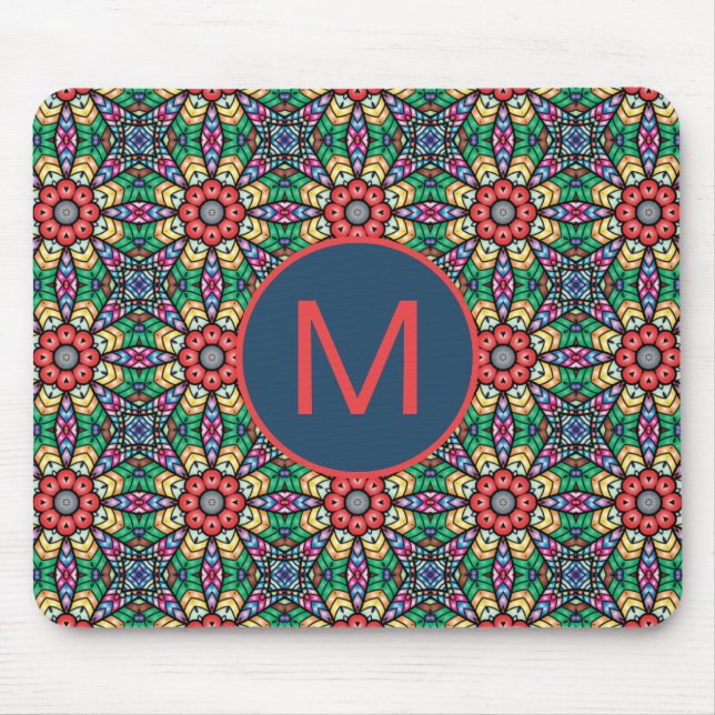 Colornate Kaleidoscope Mönster Monogram Musmatta (Framsidan)