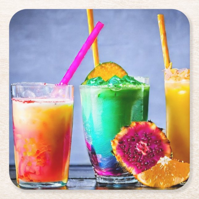 Colororent party-dryckskökor underlägg papper kvadrat (Framsidan)