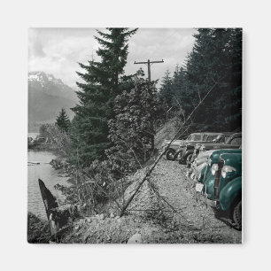 Colorsplash Vintage Mountain Sjö Nature Cars Pic Magnet