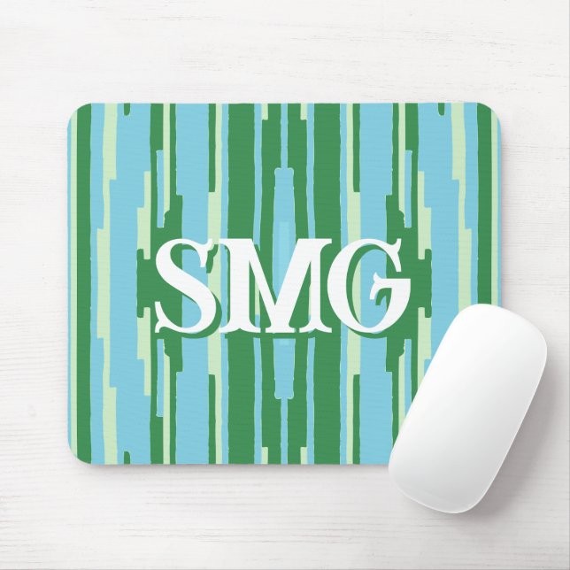 Colorstack Ikat in Green + Aqua Personalized Musmatta (Med mus)