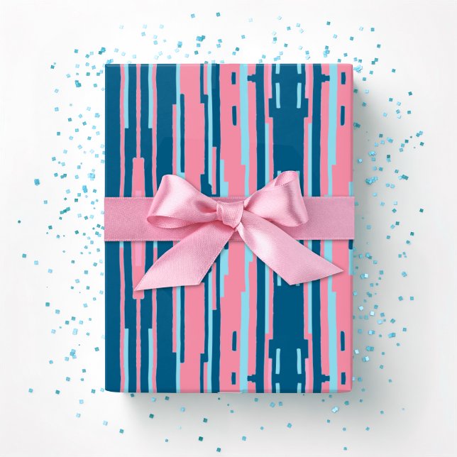 Colorstack Ikat in Pink and Aqua Presentpapper (Skapare uppladdad)