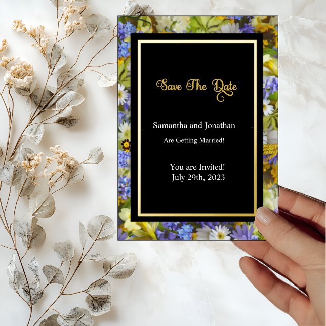 Colorul Vild Flowers Save Date Card Inbjudningar (Skapare uppladdad)