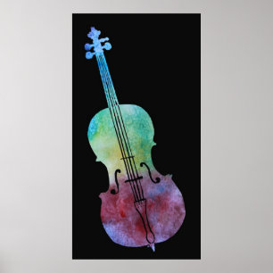 Colorwashed violoncell poster