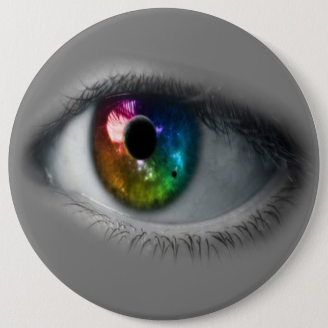 COLOSSAL Rainbow Eyeball, 6-tums Stift-knappar Knapp (Framsida)