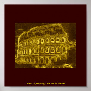 Colosseo Neon Färg Art Poster