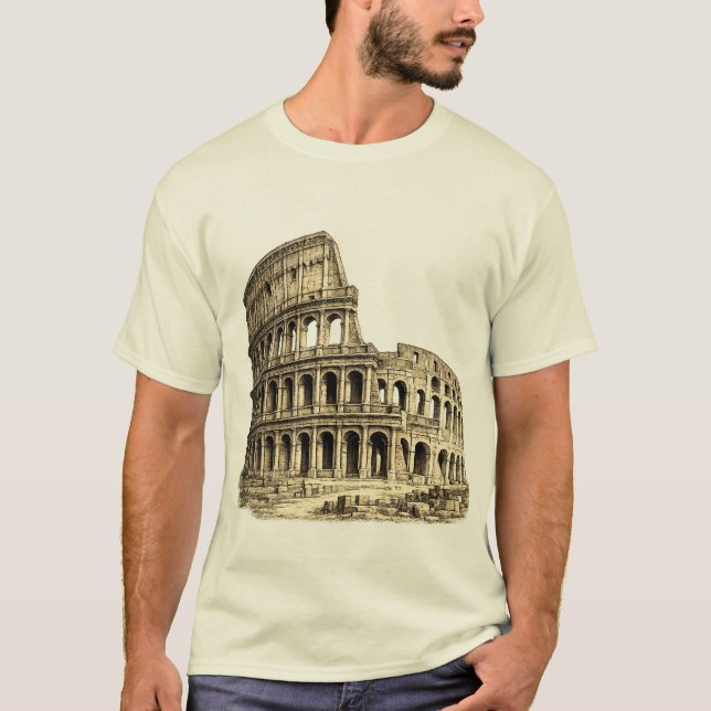 Colosseo Romano Antik Colosseum Gravyr T Shirt (Framsida)
