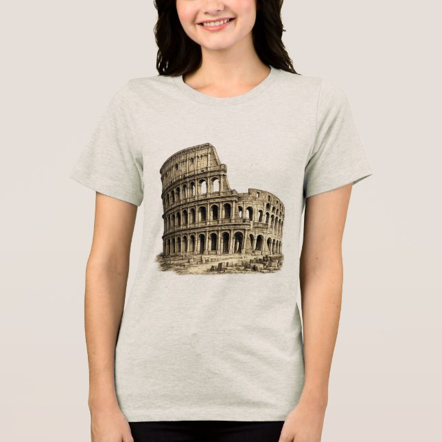 Colosseo Romano Antik Colosseum Gravyr T Shirt (Framsida)
