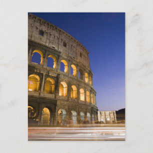 Colosseum ampitheatre belyst nattetid vykort