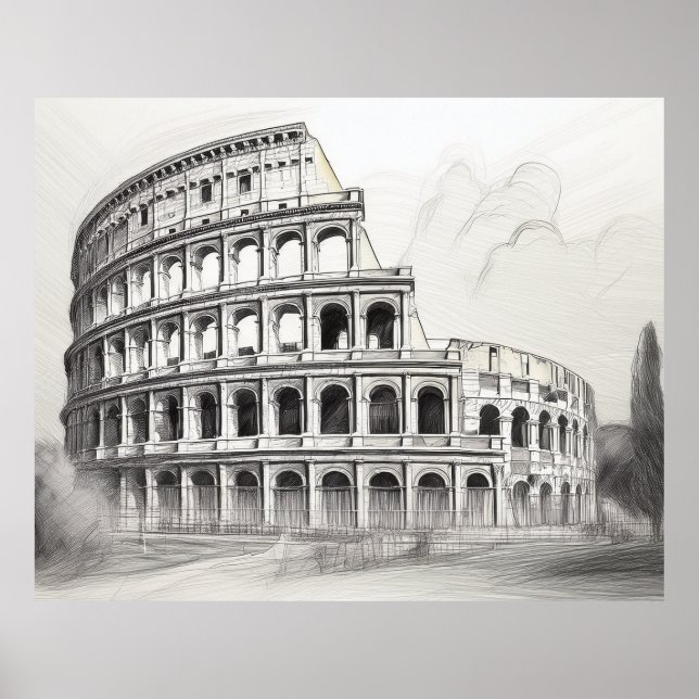 Colosseum ancient roman amphitheater in pencil ske poster (Framsidan)