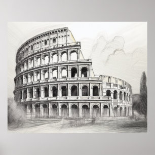 Colosseum antikt romerskt amfiteater i blyerts ski poster