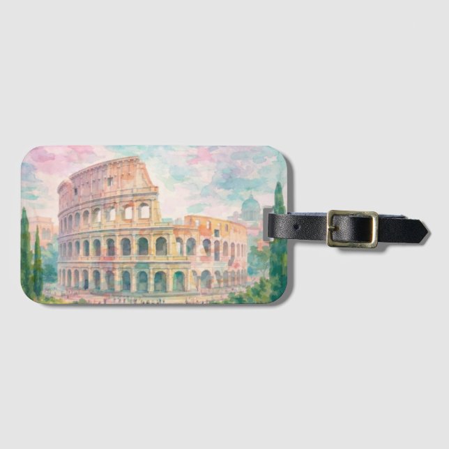Colosseum Bagagelapp | Vattenfärg Rom Resväska (Framsida horisontal)