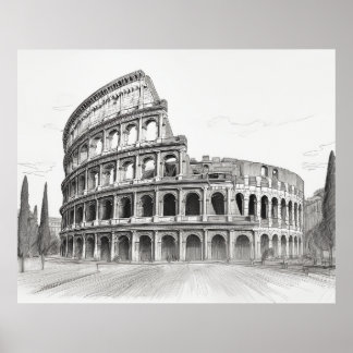 Colosseum historiskt landmärke i rom, italien skis poster