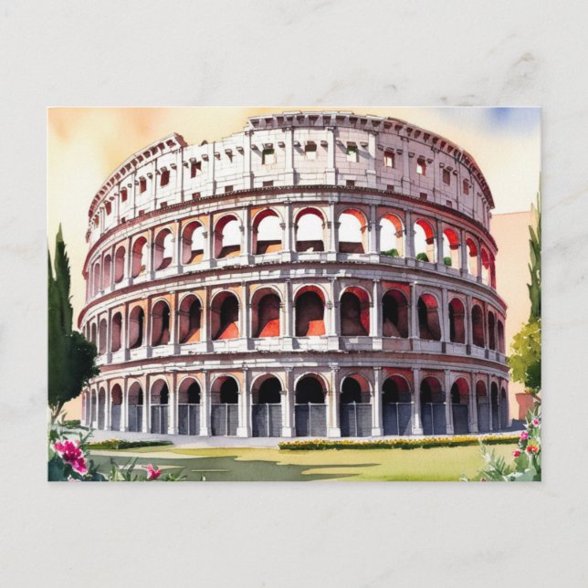 Colosseum i Rom akvarellkonst Vykort (Framsida)