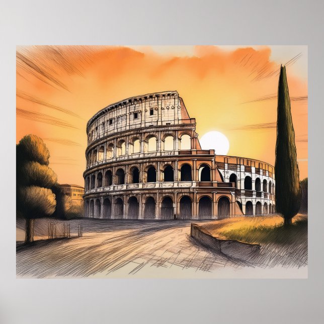 Colosseum in rome italy at sunset  poster (Framsidan)