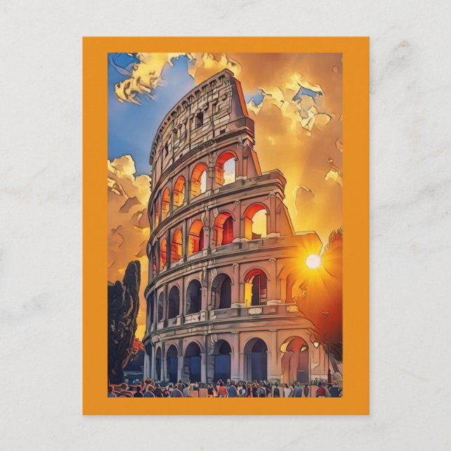 Colosseum Painting at Sunset Rom, Italien Helg Vykort (Framsida)
