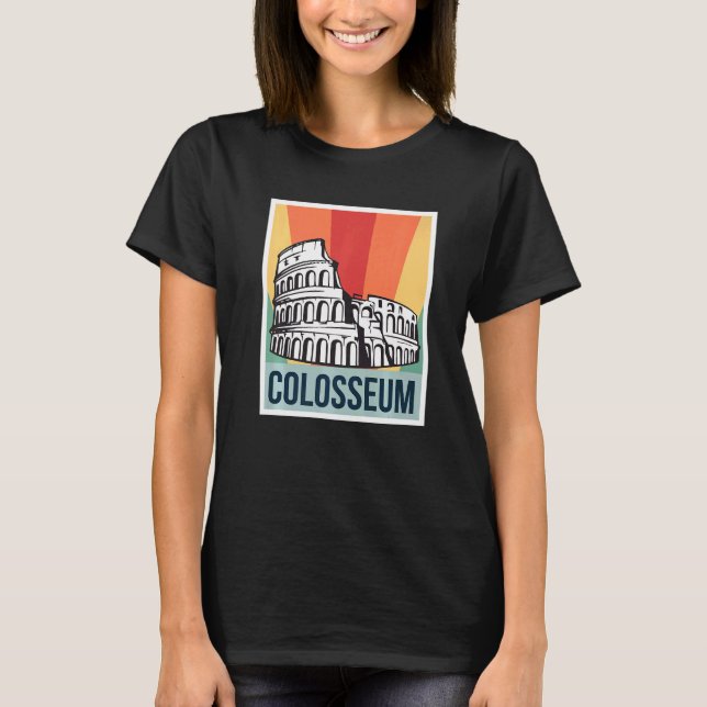 Colosseum Retro från Rom-Italien Romerna T Shirt (Framsida)