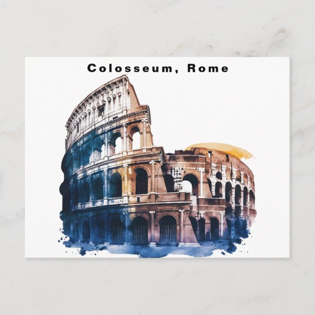 Colosseum Rom Italien Akvarell  Vykort (Framsida)