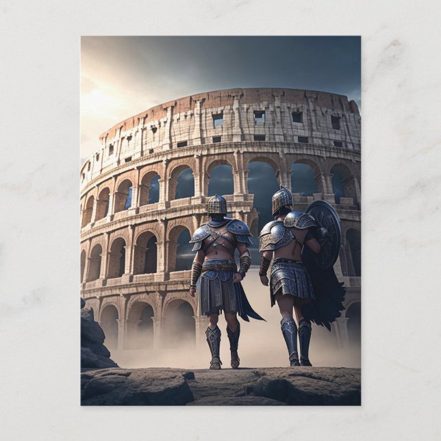 Colosseum Rom Italien med Gladiatorer  Vykort (Framsida)