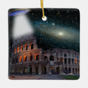 Colosseum Rom Italien Meda Space och UFO Julgransprydnad Keramik