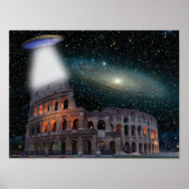 Colosseum Rom Italien Meda Space och UFO Poster