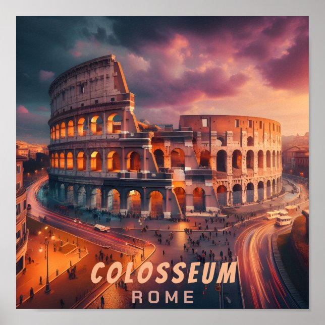 Colosseum Rom Italien Vintage resor Poster (Framsidan)