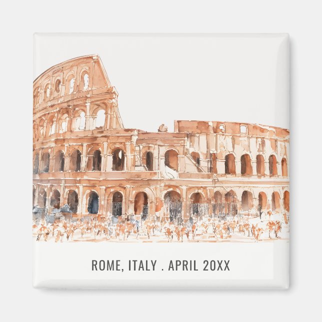 Colosseum Rom Italien Watercolor Italy Travel Magnet (Framsidan)