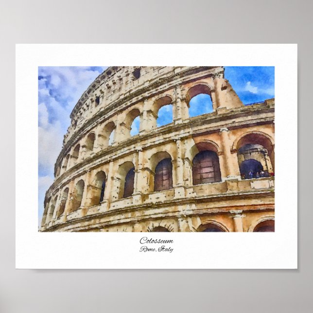 Colosseum Rom, Italien Watercolor Poster (Framsidan)