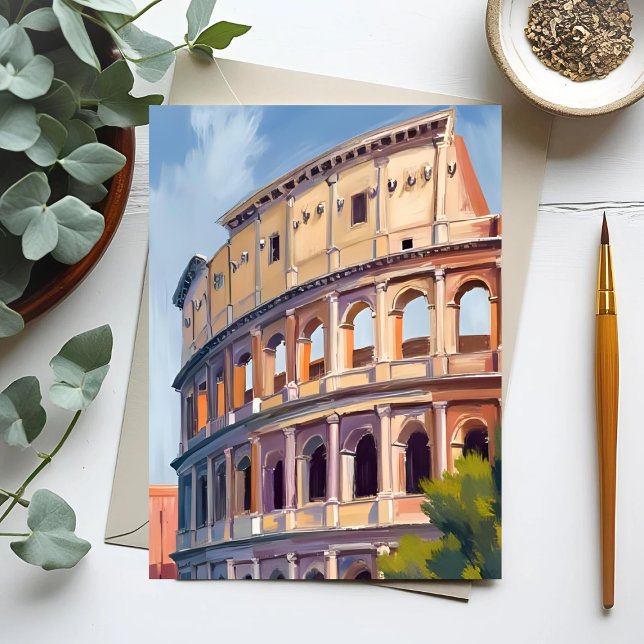 Colosseum Rom Watercolor Travel Vykort (Skapare uppladdad)