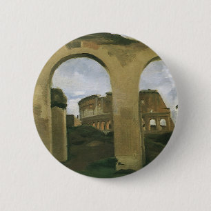 Colosseum sett genom arkaderna i Rom, Italien Knapp