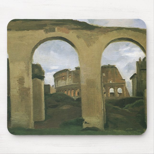 Colosseum sett genom arkaderna i Rom, Italien Musmatta (Framsidan)