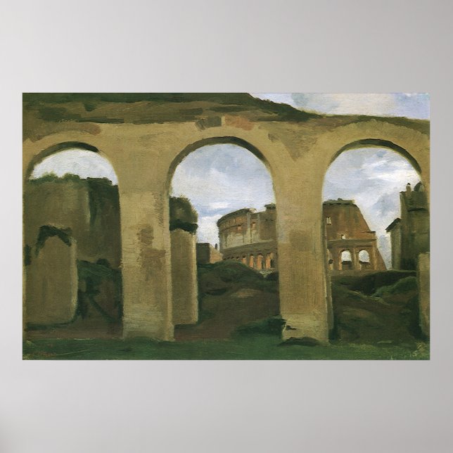 Colosseum sett genom arkaderna i Rom, Italien Poster (Framsidan)