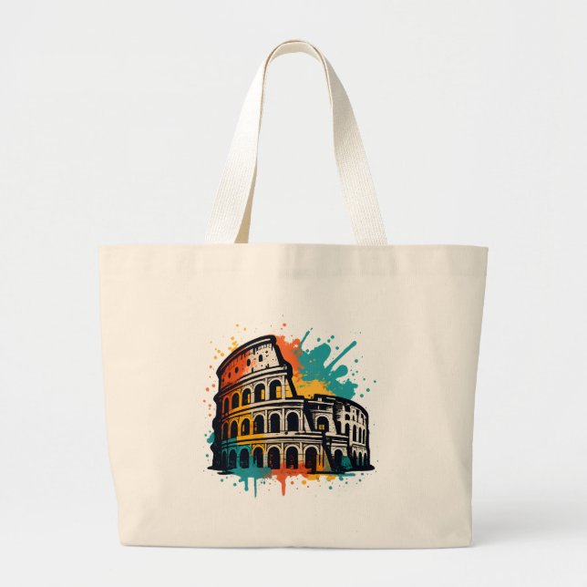 Colosseum Street Art - Colorful Rom Landmark Jumbo Tygkasse (Framsidan)