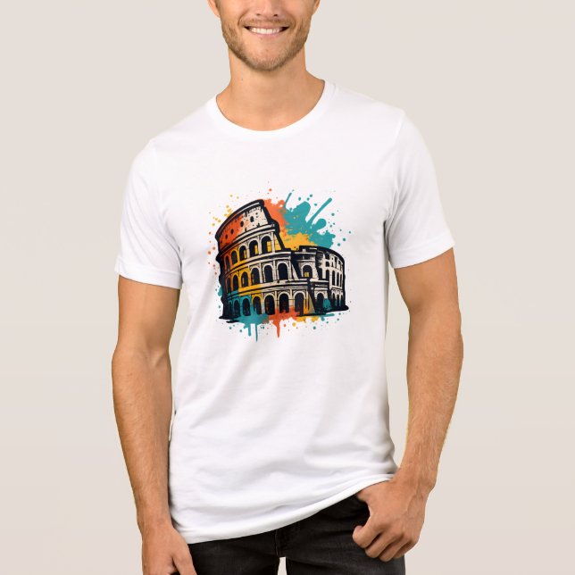 Colosseum Street Art - Colorful Rom Landmark T Shirt (Framsida)