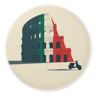 Colosseum Tricolore Ceramic Knob - Iconic Italian  Knopp