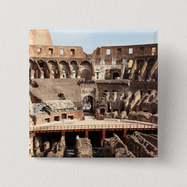 Colosseumen eller den romerska coliseumen, knapp (Framsida)
