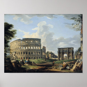 Colosseumen och bågen av Constantine Poster