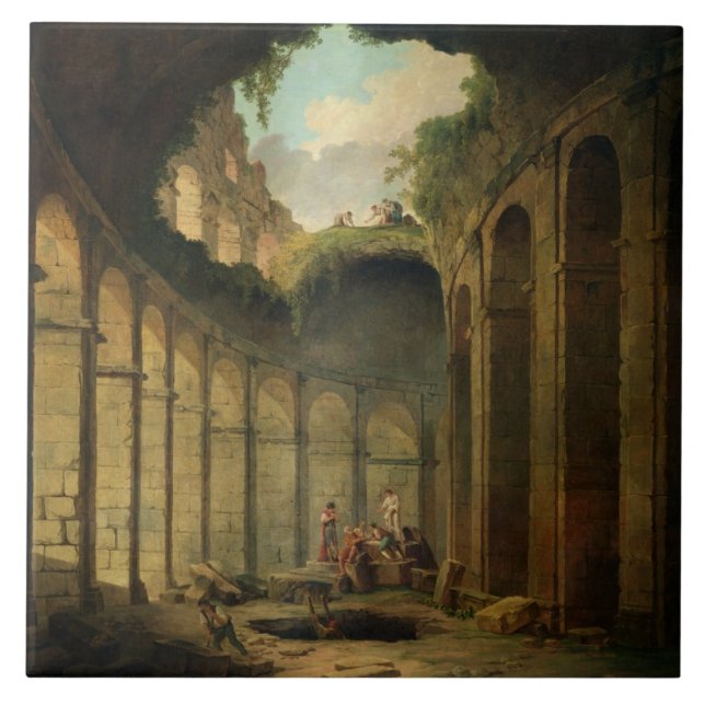 Colosseumen, Rome (olja på kanfas) Kakelplatta (Framsidan)
