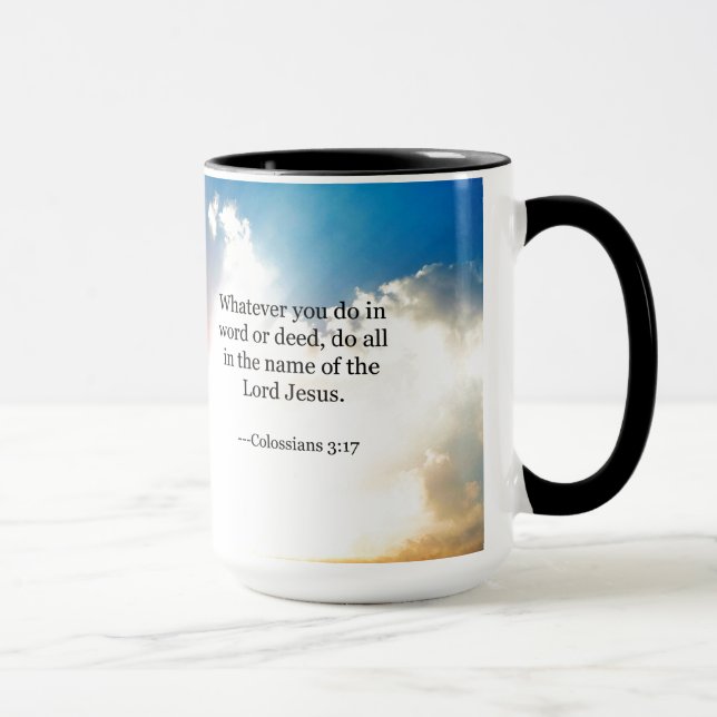 Colossian 3:17, Christian Bible Scripture Mugg (Höger)