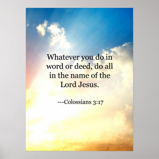 Colossian 3:17, Christian Bible Scripture Poster (Framsidan)