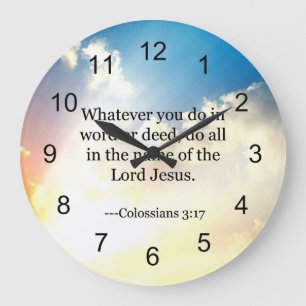 Colossian 3:17, Christian Bible Scripture Stor Klocka