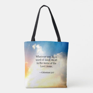 Colossian 3:17, Christian Bible Scripture Tygkasse