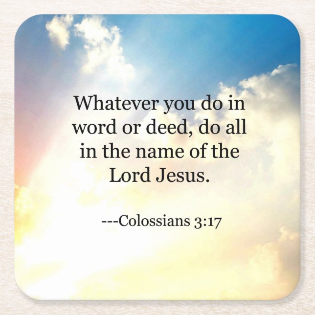 Colossian 3:17, Christian Bible Scripture, Underlägg Papper Kvadrat (Framsidan)