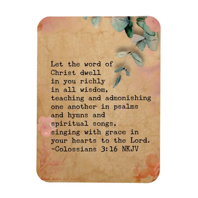 Colossians 3:16 NKJV Bible Verse Magnet (Vertikal)