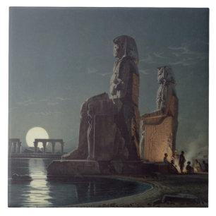 Colossina av Memnon, Thebes, en av 24 illustrat Kakelplatta