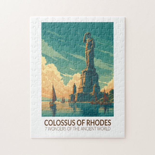 Colossus of Rhodes Seven Wonders of the World Art Pussel (Vertikal)