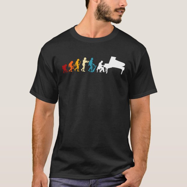 Coloured Piano Evolution Music Pianist T Shirt (Framsida)