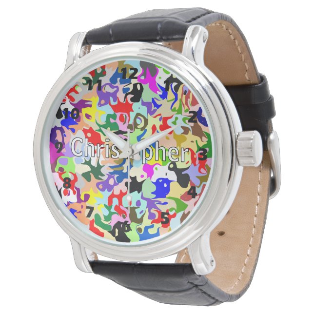Colourful Abstract Art Design Personalised Armbandsur (Vinklad)