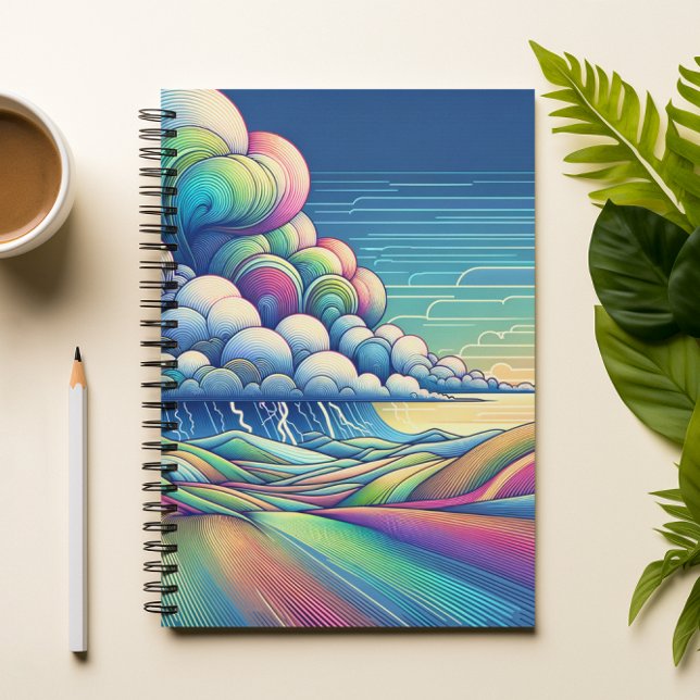 Colourful Abstract Cloud Landscape Notebook Anteckningsbok (Skapare uppladdad)